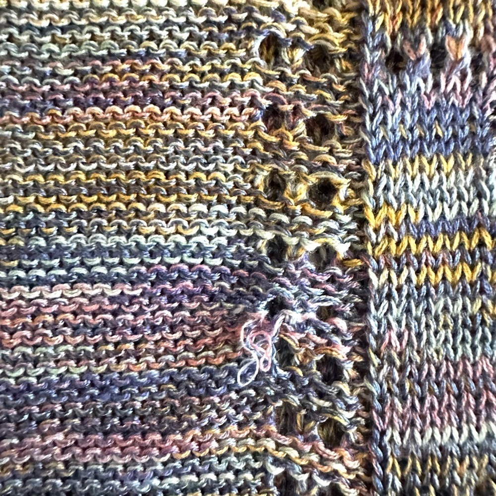 Democracy V-Neck Regular Size S/M Sweater Women's Multicolor Crochet Trim, NEW - Picture 12 of 14